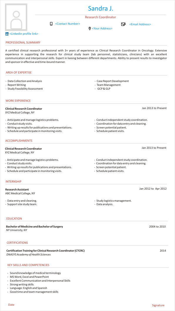 A Starter s Guide To Design Clinical Research Coordinator CRC Resume 